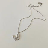 Leven Fancy 925 Silver Butterfly Pendant Choker Necklace