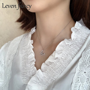 Leven Fancy 925 Silver Butterfly Pendant Choker Necklace