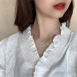 Leven Fancy 925 Silver Butterfly Pendant Choker Necklace