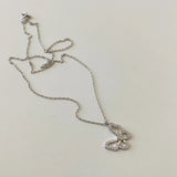 Leven Fancy 925 Silver Butterfly Pendant Choker Necklace