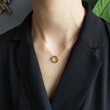 Leven Fancy 925 Silver Neck Chain Irregular Round Pendant Circle Necklace