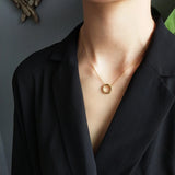 Leven Fancy 925 Silver Neck Chain Irregular Round Pendant Circle Necklace