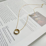 Leven Fancy 925 Silver Neck Chain Irregular Round Pendant Circle Necklace