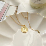Leven Women Roman Carved Coin Pendant Necklace 925 Sterling Silver Jewelry