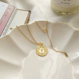 Leven Women Roman Carved Coin Pendant Necklace 925 Sterling Silver Jewelry