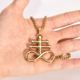Leviathan Cross Pendant Stainless Steel Satan Cross Emblem Sulfur Sign Sigil Cha