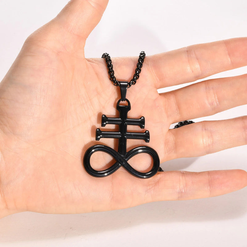 Leviathan Cross Pendant Stainless Steel Satan Cross Emblem Sulfur Sign Sigil Cha