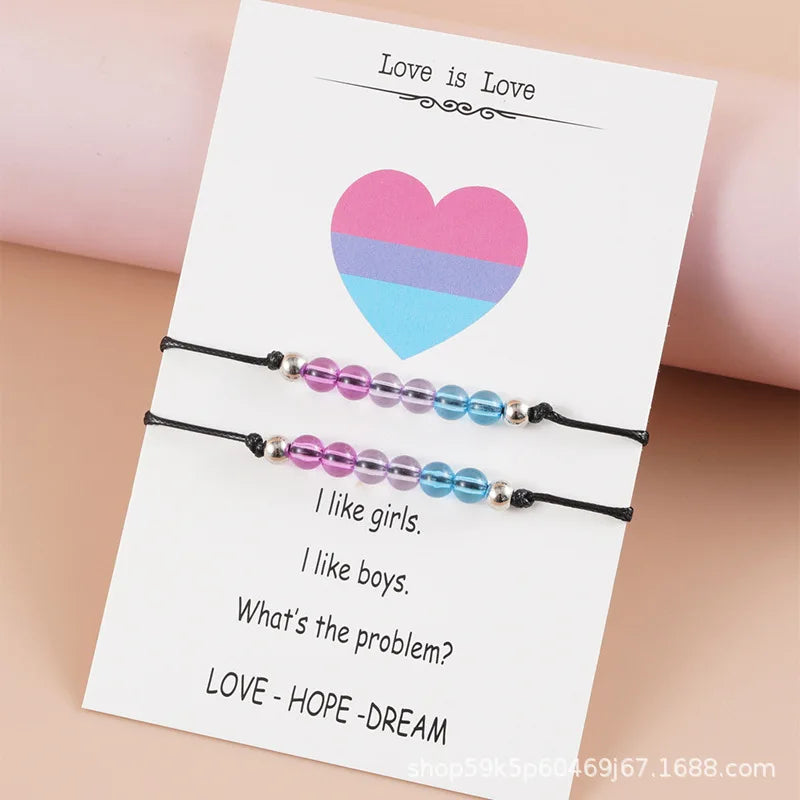 LGBT Pride Bracelet Rainbow Charms Unisex Jewelry