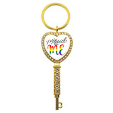 LGBT Rhinestone Heart Charm Keychain Gay Lesbian Pride Rainbow