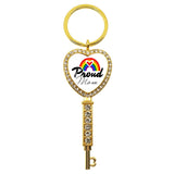 LGBT Rhinestone Heart Charm Keychain Gay Lesbian Pride Rainbow