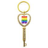 LGBT Rhinestone Heart Charm Keychain Gay Lesbian Pride Rainbow