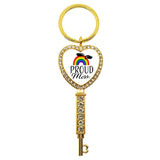 LGBT Rhinestone Heart Charm Keychain Gay Lesbian Pride Rainbow