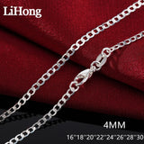 Li Hong 925 Silver 4MM Full Sideways Chain Necklace For Women Men Wedding