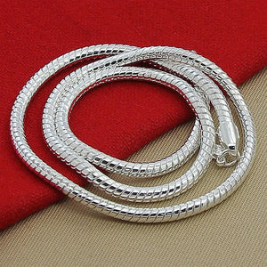 925 Silver Snake Chain Necklace 3mm for Wedding Jewelry