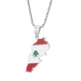 Lebanon Map With Flag Pendant Necklace Jewelry