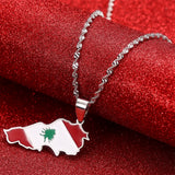Lebanon Map With Flag Pendant Necklace Jewelry