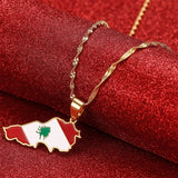 Lebanon Map With Flag Pendant Necklace Jewelry