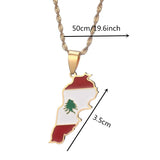 Lebanon Map With Flag Pendant Necklace Jewelry