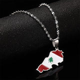 Lebanon Map With Flag Pendant Necklace Jewelry