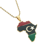 Libya Map Flag Pendant Necklace for Women Men Jewelry