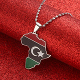 Libya Map Flag Pendant Necklace for Women Men Jewelry