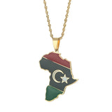 Libya Map Flag Pendant Necklace for Women Men Jewelry