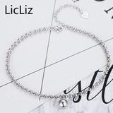 925 Silver Strand Beads Chain Anklet Charms Heart Bracelet LA0004