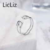 925 Sterling Silver Pin Shape Adjustable Ring Punk Style Fine Jewelry LR0287