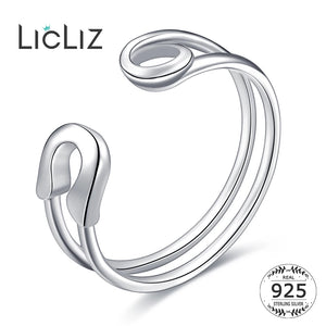 925 Sterling Silver Pin Shape Adjustable Ring Punk Style Fine Jewelry LR0287
