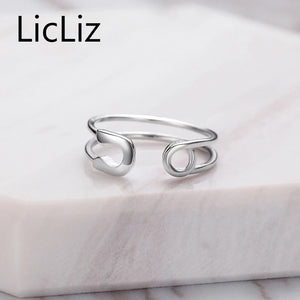 925 Sterling Silver Pin Shape Adjustable Ring Punk Style Fine Jewelry LR0287