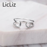 925 Sterling Silver Pin Shape Adjustable Ring Punk Style Fine Jewelry LR0287