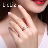 925 Sterling Silver Pin Shape Adjustable Ring Punk Style Fine Jewelry LR0287