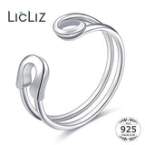 925 Sterling Silver Pin Shape Adjustable Ring Punk Style Fine Jewelry LR0287