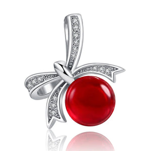 925 Silver CZ Zircon Bowknot DIY Pendants Women Crystal Charm Jewelry