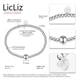925 Silver Adjustable Bracelet for Women Beaded Chain Heart Jewelry