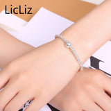 925 Silver Adjustable Bracelet for Women Beaded Chain Heart Jewelry