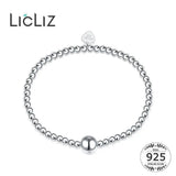 925 Silver Adjustable Bracelet for Women Beaded Chain Heart Jewelry