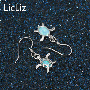 925 Silver Turtle Drop Earrings Opal Ear Hook LE0396
