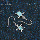 925 Silver Turtle Drop Earrings Opal Ear Hook LE0396