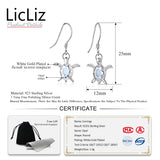 925 Silver Turtle Drop Earrings Opal Ear Hook LE0396