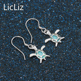 925 Silver Turtle Drop Earrings Opal Ear Hook LE0396
