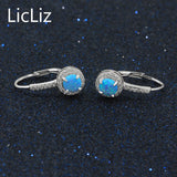 925 Silver Opal Hoop Earrings CZ Loop Huggie LE0394