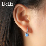 925 Silver Opal Hoop Earrings CZ Loop Huggie LE0394