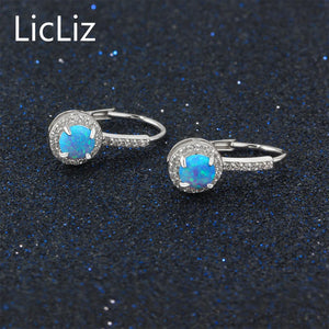 925 Silver Opal Hoop Earrings CZ Loop Huggie LE0394