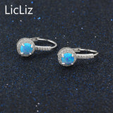 925 Silver Opal Hoop Earrings CZ Loop Huggie LE0394