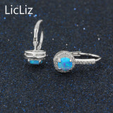 925 Silver Opal Hoop Earrings CZ Loop Huggie LE0394