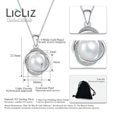 925 Silver Pearl Pendant Charms Purple CZ Pave Necklace