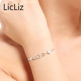 925 Silver Heart Bracelet Double Layer Chain Wristband with Cubic Zirconia