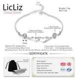 925 Silver Heart Bracelet Double Layer Chain Wristband with Cubic Zirconia