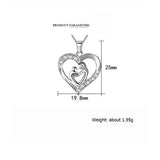 925 Silver Heart Mother & Kid Pendant Necklace Box Chain LN0455